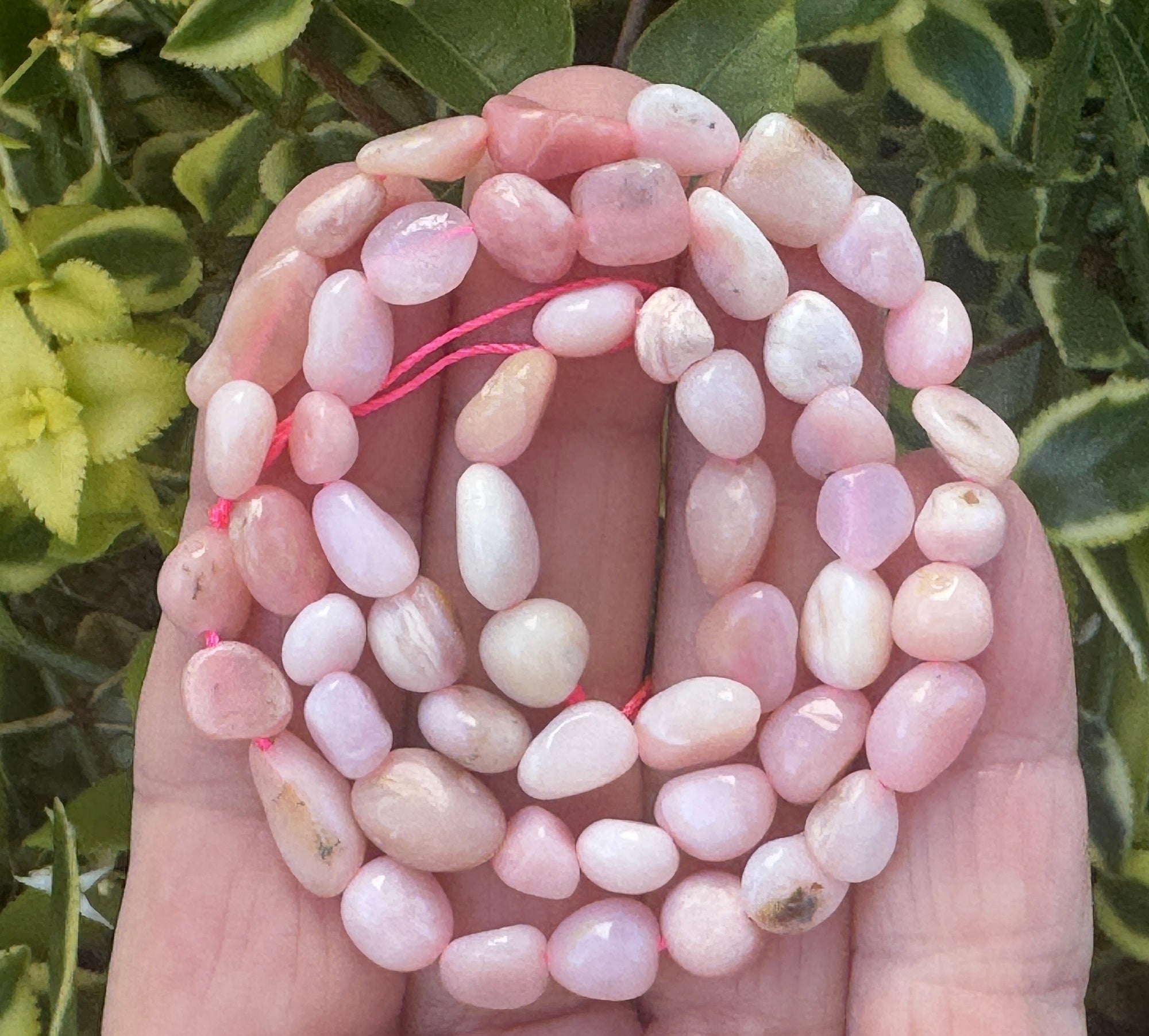 Peruvian Pink Opal 6-10mm nuggets natural gemstone pebble beads 16" strand - Oz Beads 