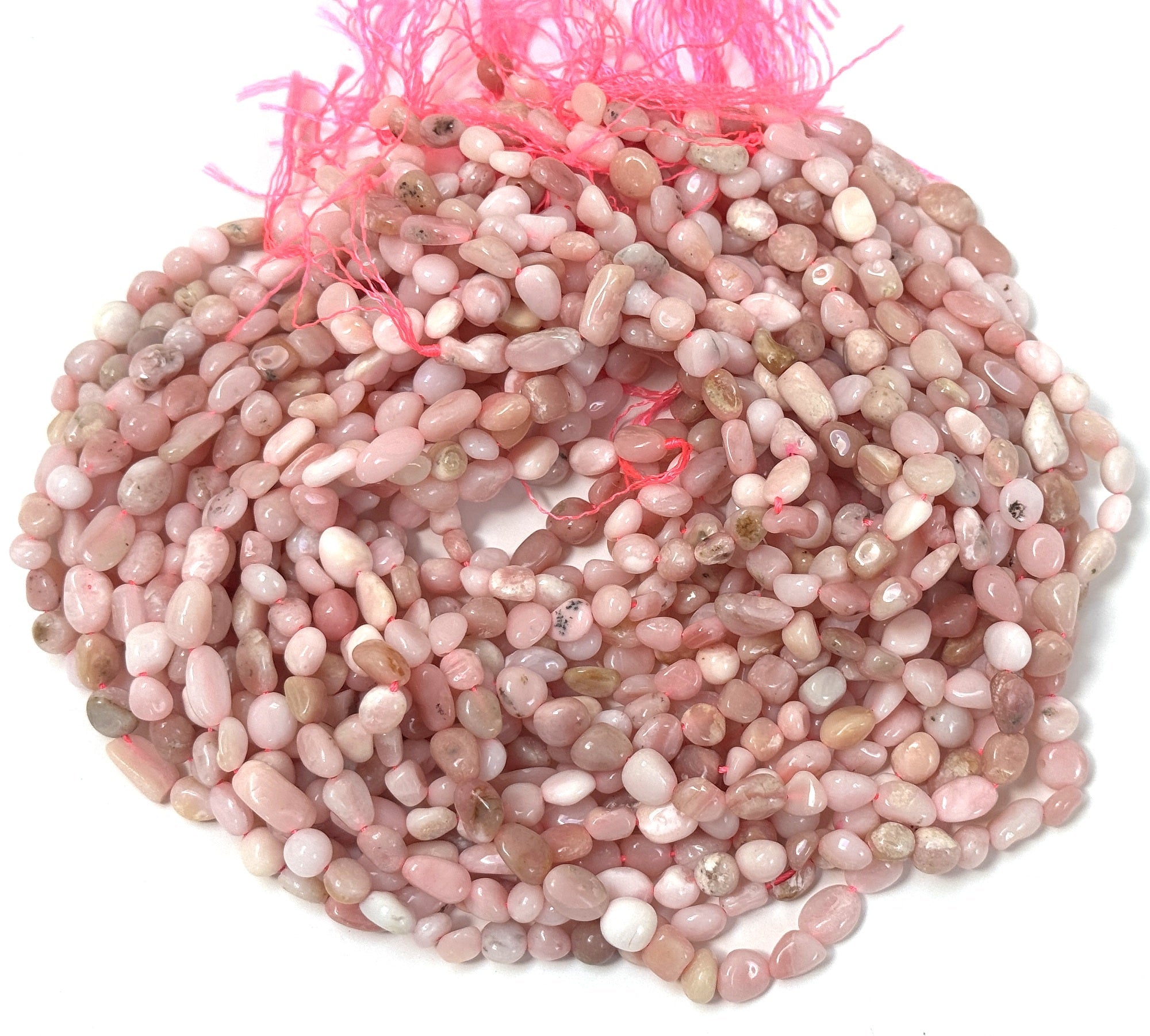 Peruvian Pink Opal 6-10mm nuggets natural gemstone pebble beads 16" strand - Oz Beads 