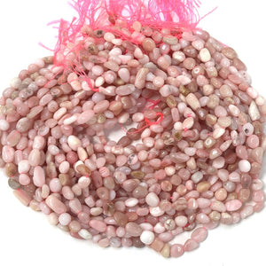 Peruvian Pink Opal 6-10mm nuggets natural gemstone pebble beads 16" strand - Oz Beads 