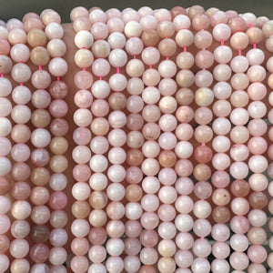 Peruvian Pink Opal 6mm round natural gemstone beads 15.5" strand - Oz Beads 