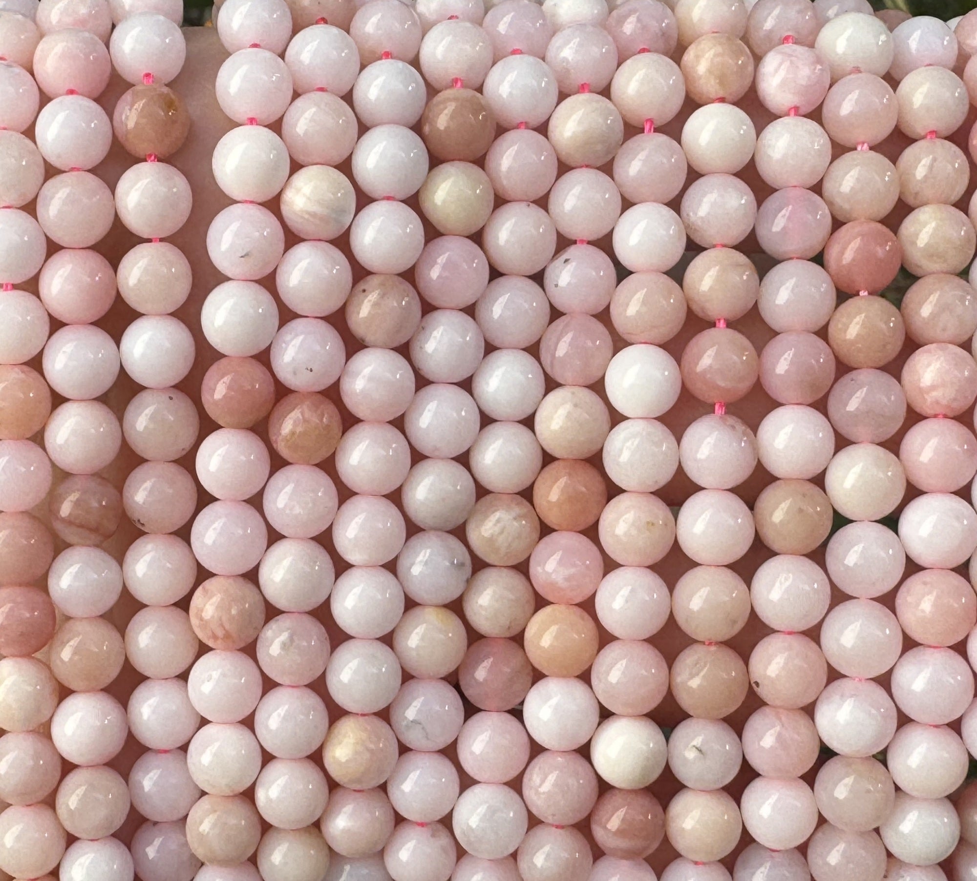 Peruvian Pink Opal 6mm round natural gemstone beads 15.5" strand - Oz Beads 