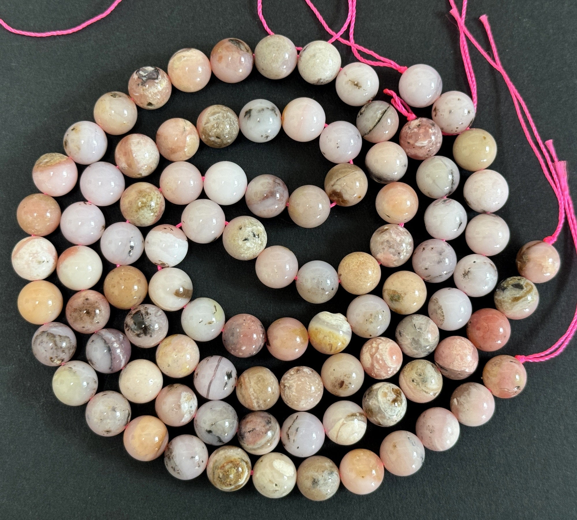 Peruvian Pink Opal 8mm round natural gemstone beads 15.5" strand - Oz Beads 