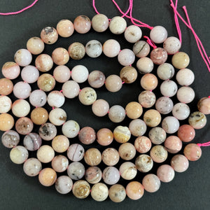 Peruvian Pink Opal 8mm round natural gemstone beads 15.5" strand - Oz Beads 