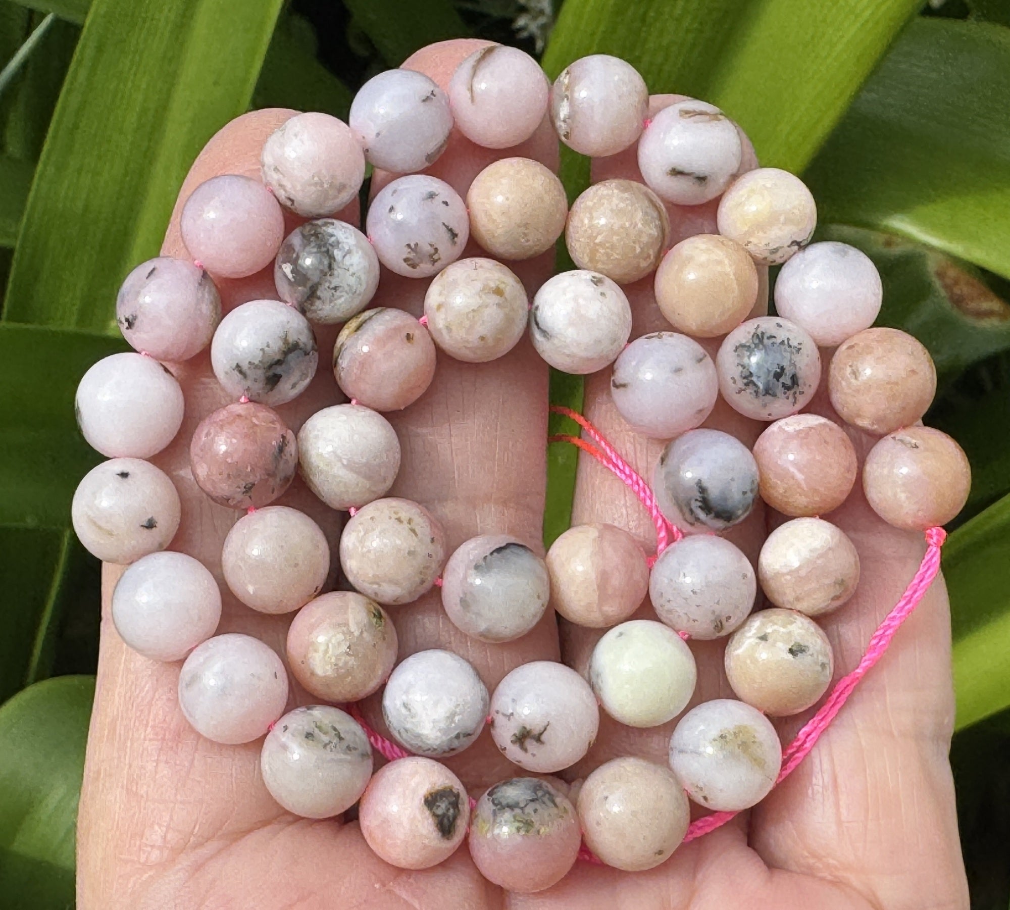 Peruvian Pink Opal 8mm round natural gemstone beads 15.5" strand - Oz Beads 