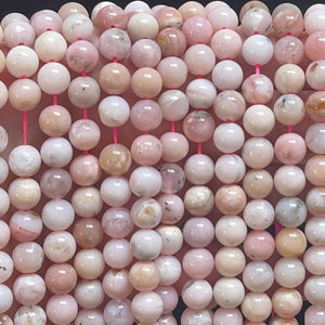 Peruvian Pink Opal 8mm round natural gemstone beads 15.5" strand - Oz Beads 
