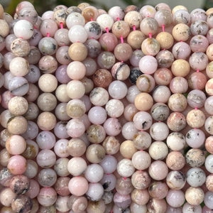Peruvian Pink Opal 8mm round natural gemstone beads 15.5" strand - Oz Beads 
