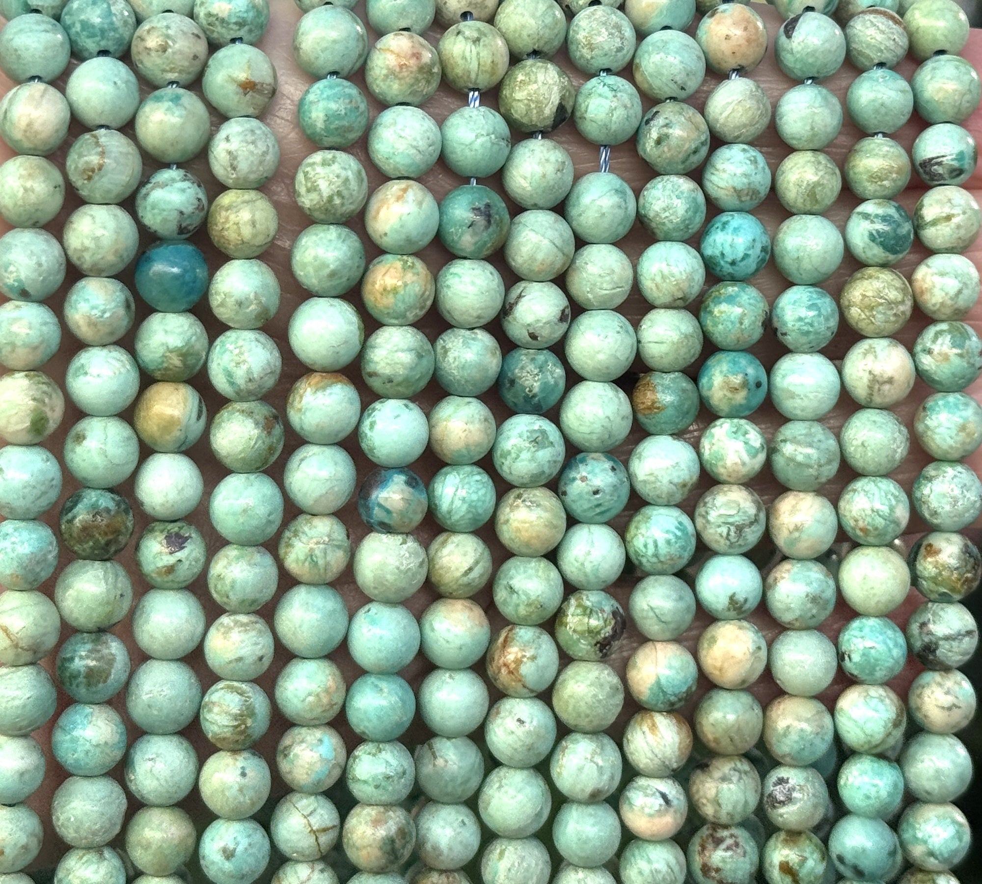 Peruvian Turquoise 6mm round natural gemstone beads 15.5" strand