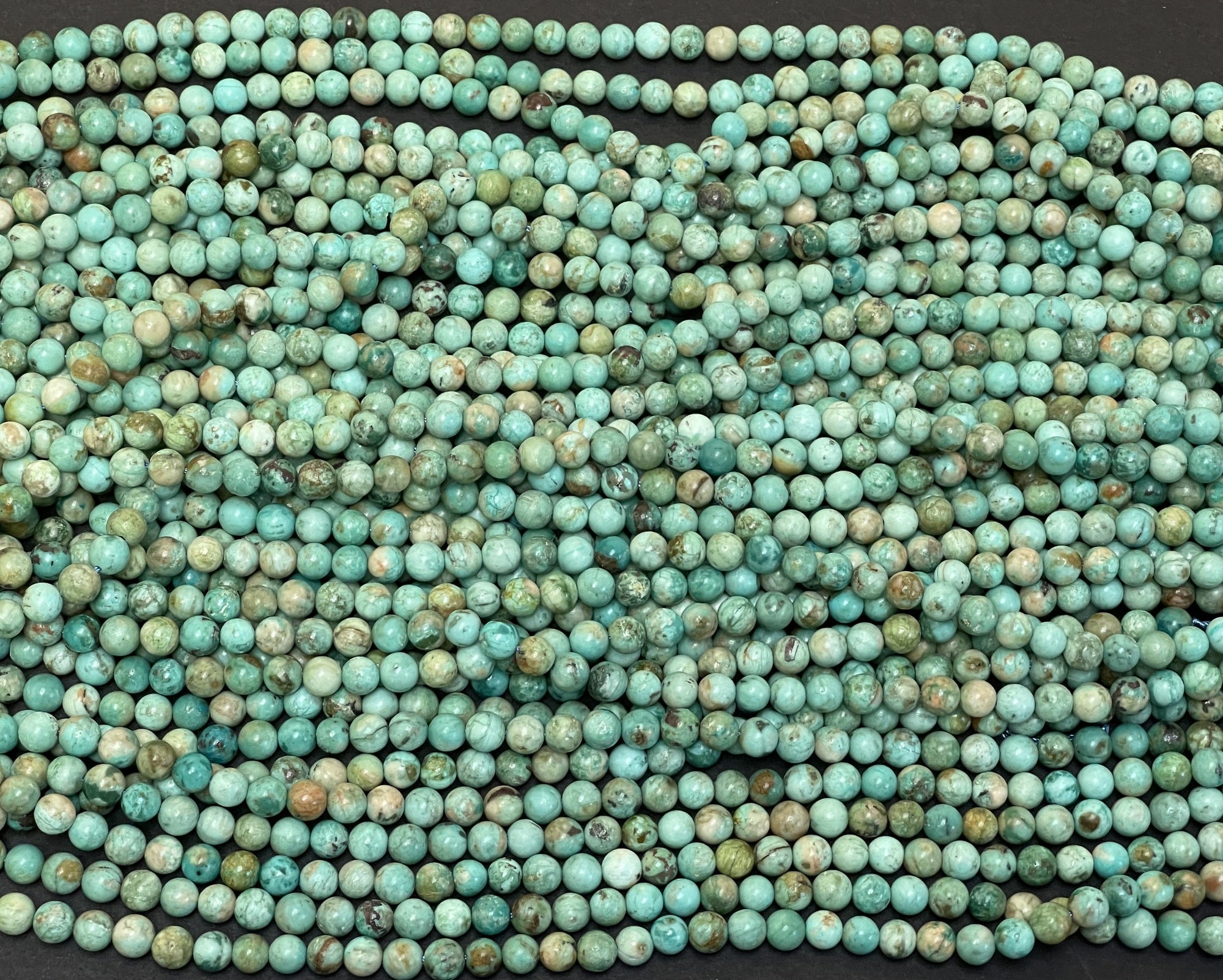 Peruvian Turquoise 6mm round natural gemstone beads 15.5" strand