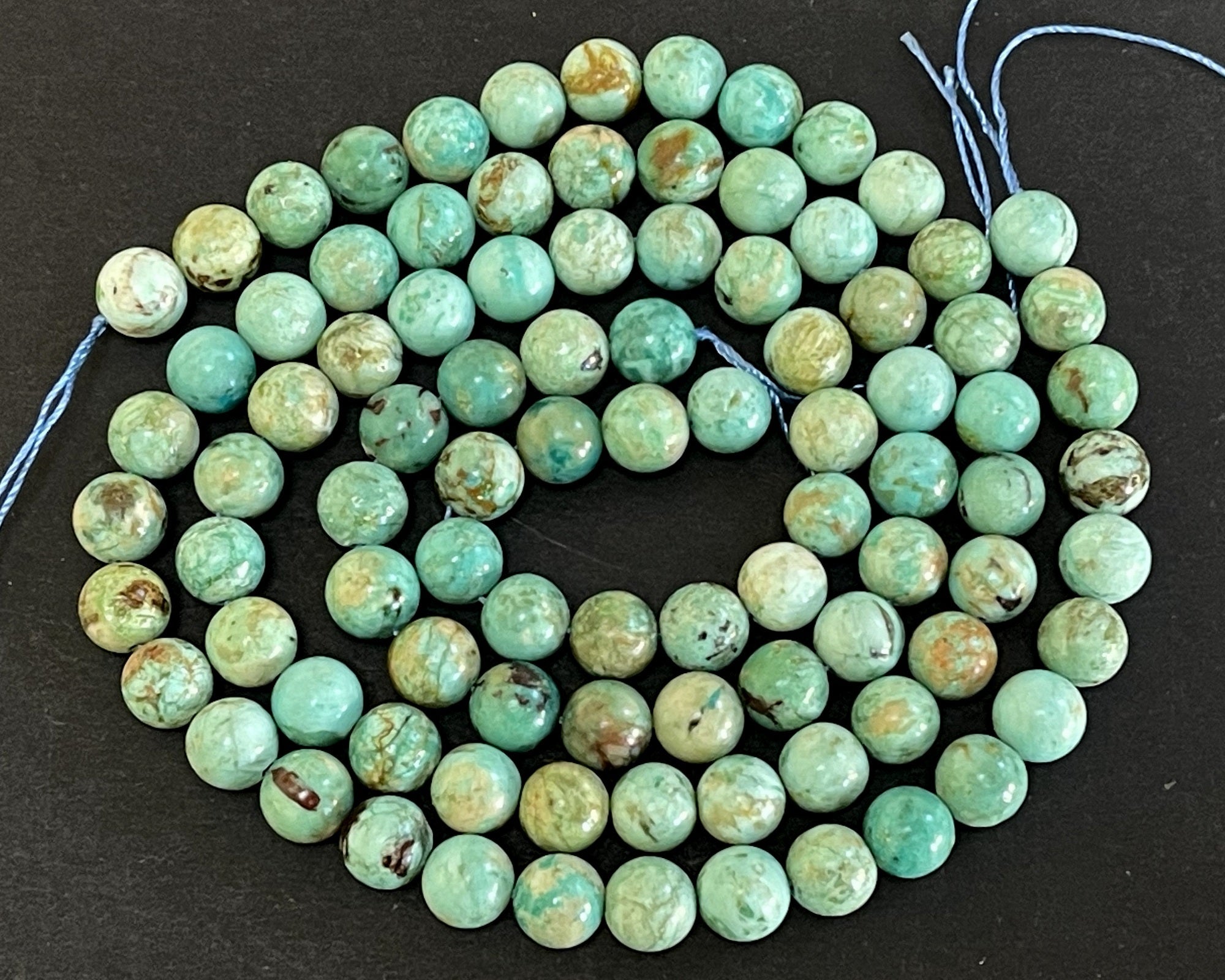 Peruvian Turquoise 8mm round natural gemstone beads 15.5" strand