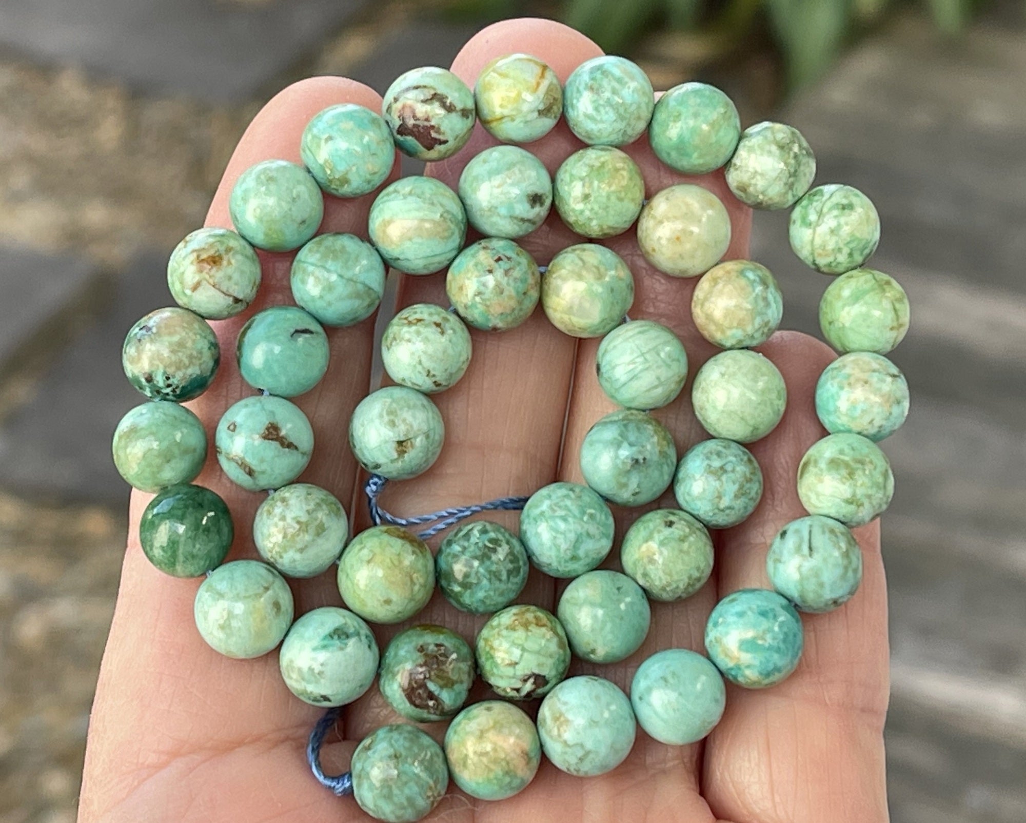 Peruvian Turquoise 8mm round natural gemstone beads 15.5" strand