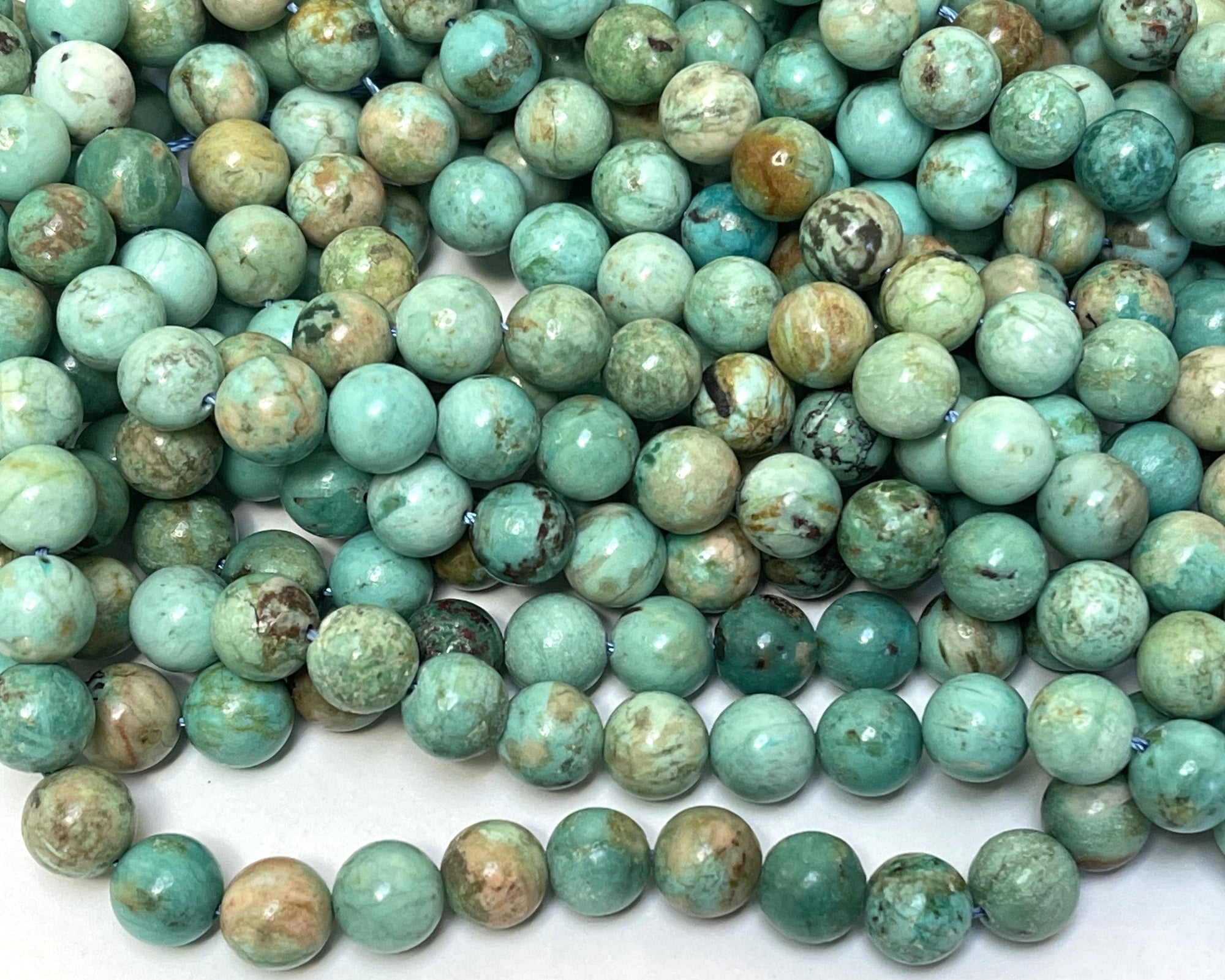 Peruvian Turquoise 8mm round natural gemstone beads 15.5" strand