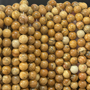Picture Jasper 10mm round natural gemstone beads 39cm strand - Oz Beads 