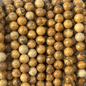 Picture Jasper 10mm round natural gemstone beads 39cm strand - Oz Beads 