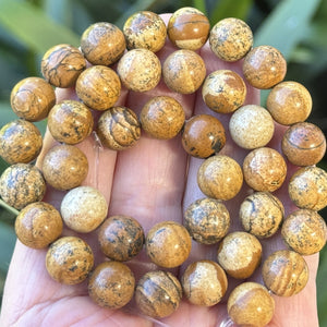 Picture Jasper 10mm round natural gemstone beads 39cm strand - Oz Beads 