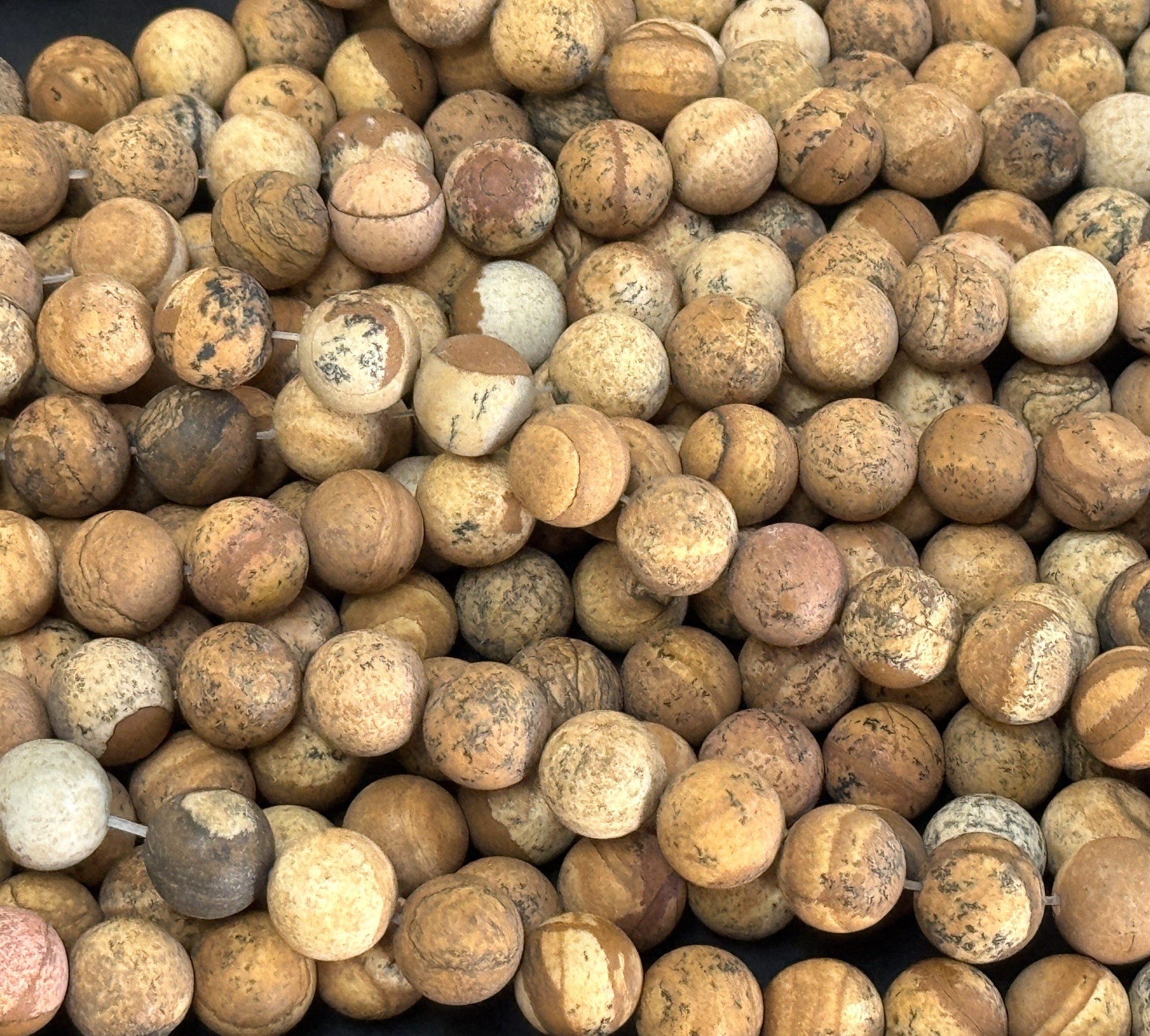 Picture Jasper matte 10mm round natural gemstone beads 39cm strand - Oz Beads 