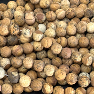 Picture Jasper matte 10mm round natural gemstone beads 39cm strand - Oz Beads 