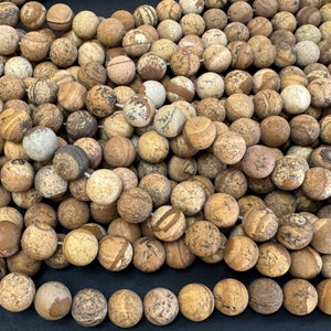 Picture Jasper matte 10mm round natural gemstone beads 39cm strand - Oz Beads 