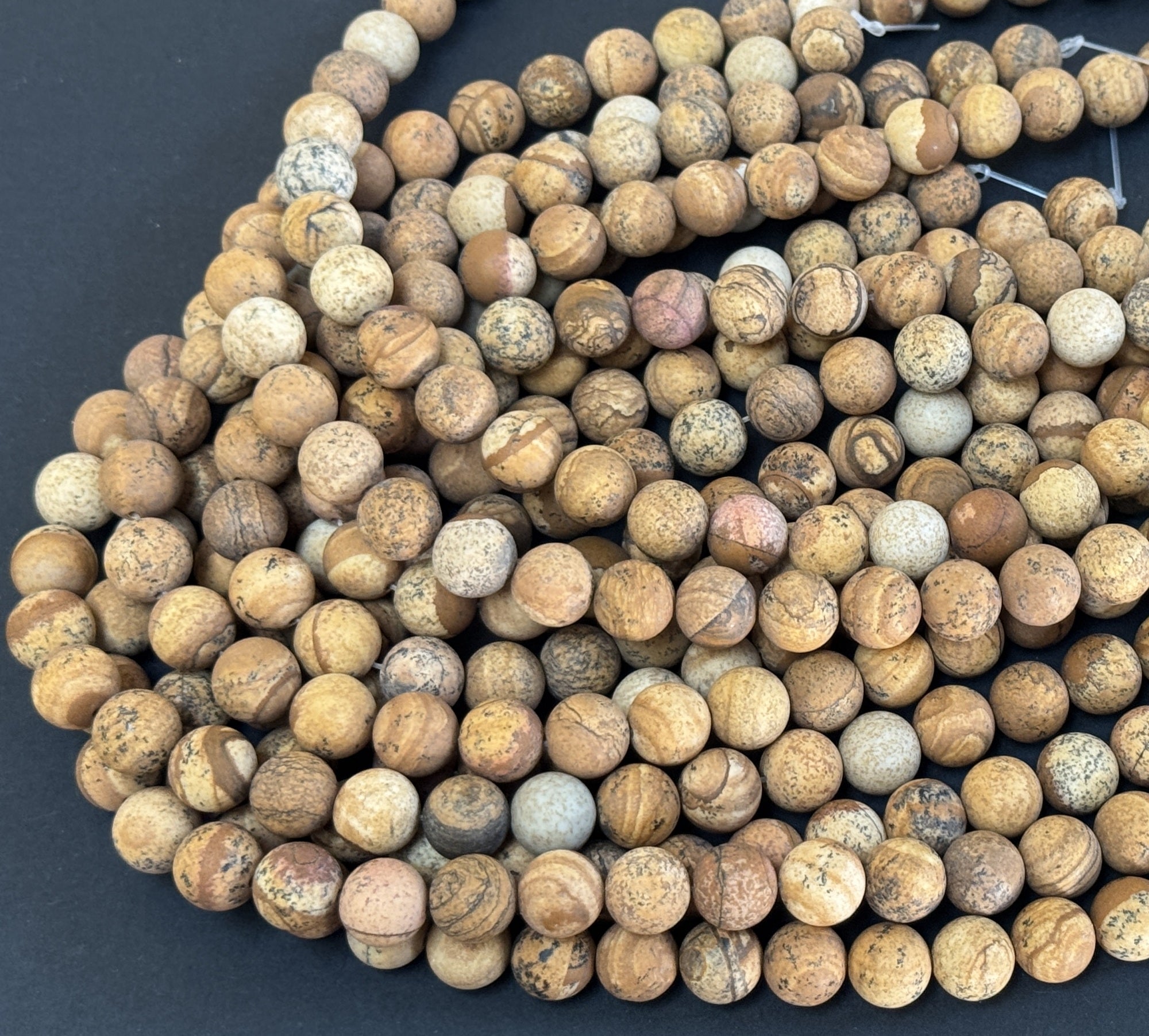 Picture Jasper matte 10mm round natural gemstone beads 39cm strand - Oz Beads 