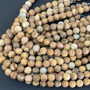 Picture Jasper matte 10mm round natural gemstone beads 39cm strand - Oz Beads 
