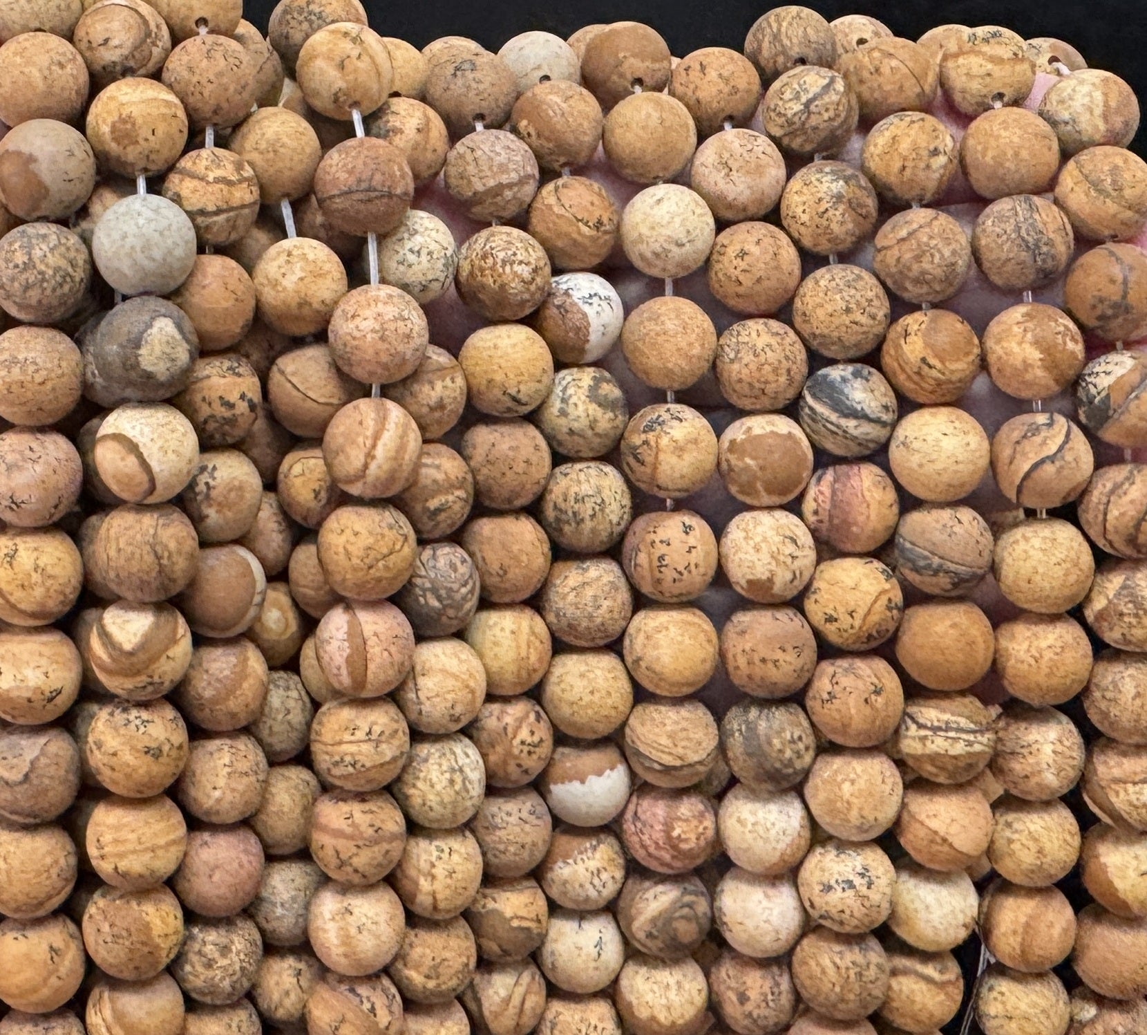 Picture Jasper matte 10mm round natural gemstone beads 39cm strand - Oz Beads 