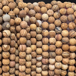 Picture Jasper matte 10mm round natural gemstone beads 39cm strand - Oz Beads 