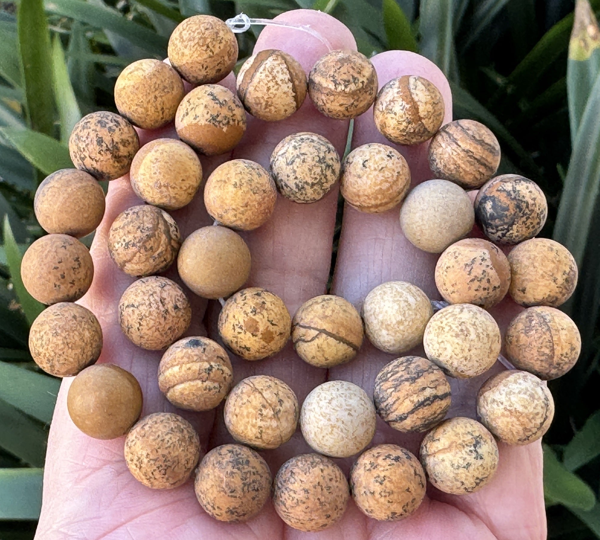 Picture Jasper matte 10mm round natural gemstone beads 39cm strand - Oz Beads 