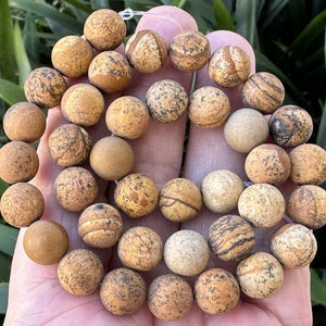 Picture Jasper matte 10mm round natural gemstone beads 39cm strand - Oz Beads 