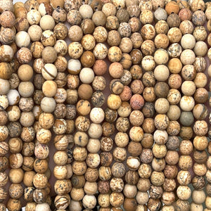 Picture Jasper matte 6mm round gemstone beads 15" strand - Oz Beads 