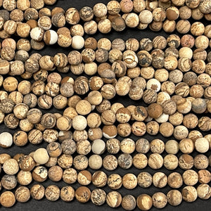 Picture Jasper matte 6mm round gemstone beads 15" strand - Oz Beads 