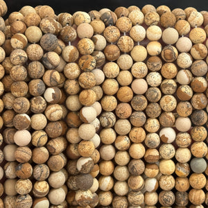 Picture Jasper matte 8mm round gemstone beads 15" strand - Oz Beads 