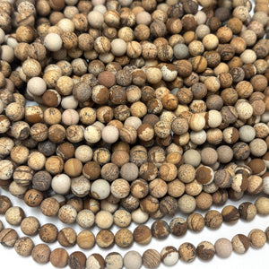 Picture Jasper matte 8mm round gemstone beads 15" strand - Oz Beads 