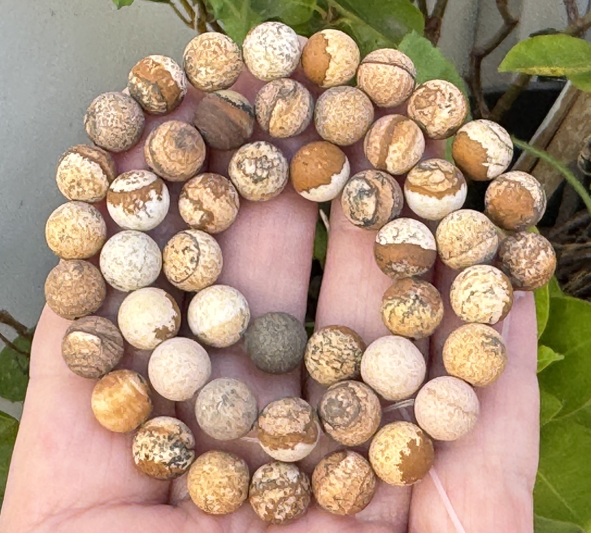 Picture Jasper matte 8mm round gemstone beads 15" strand - Oz Beads 