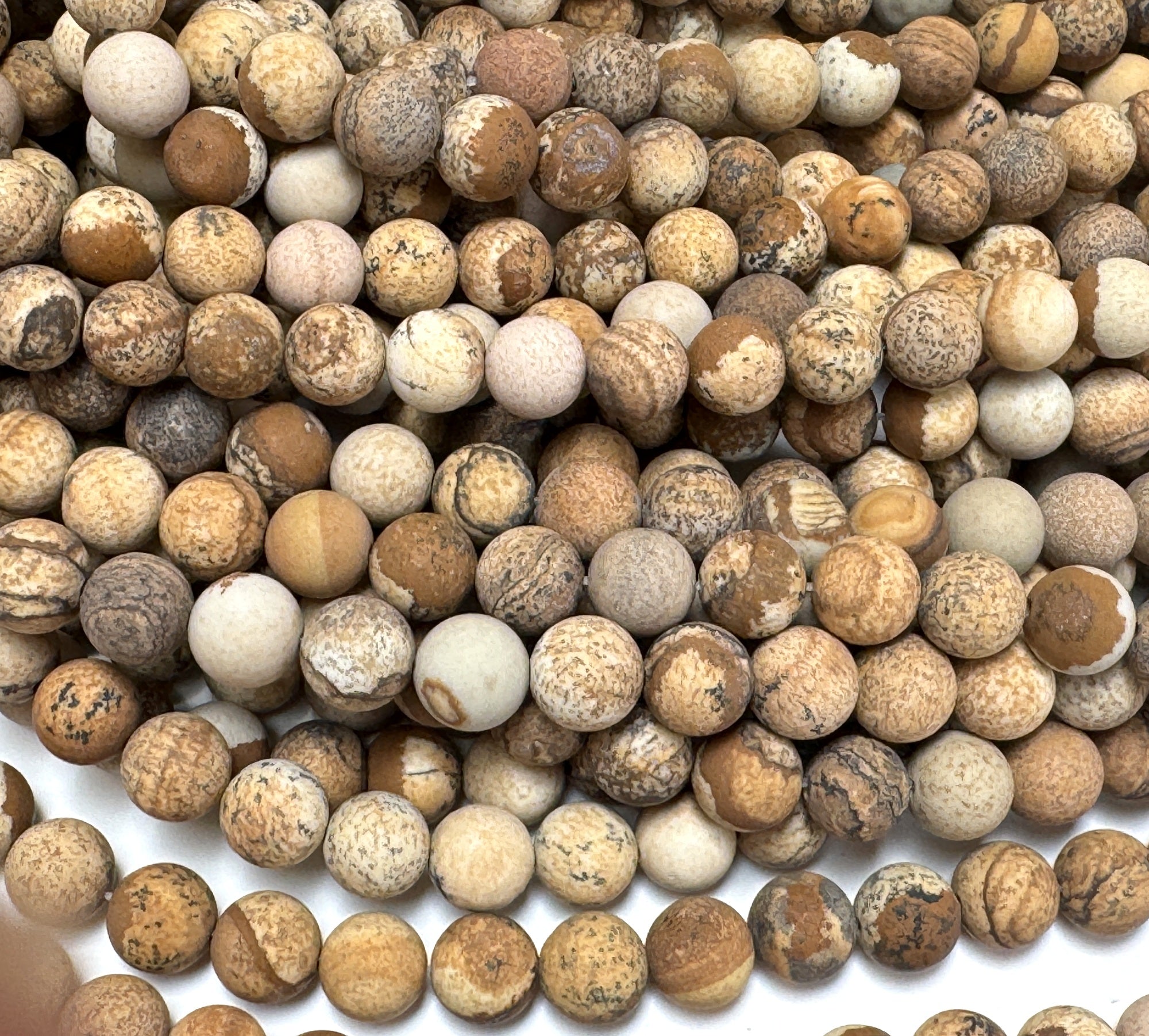 Picture Jasper matte 8mm round gemstone beads 15" strand - Oz Beads 