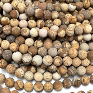 Picture Jasper matte 8mm round gemstone beads 15" strand - Oz Beads 