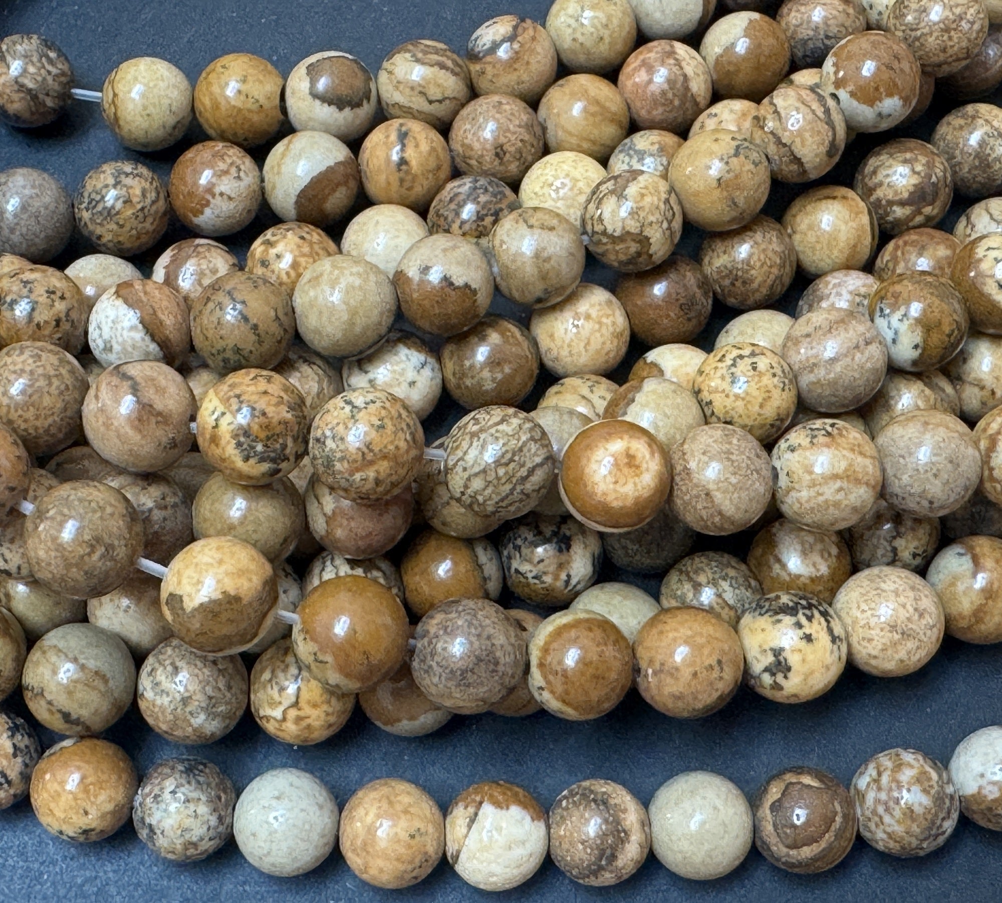 Picture Jasper polished 6mm round gemstone beads 15" strand - Oz Beads 