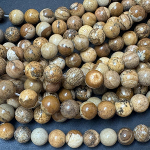 Picture Jasper polished 6mm round gemstone beads 15" strand - Oz Beads 