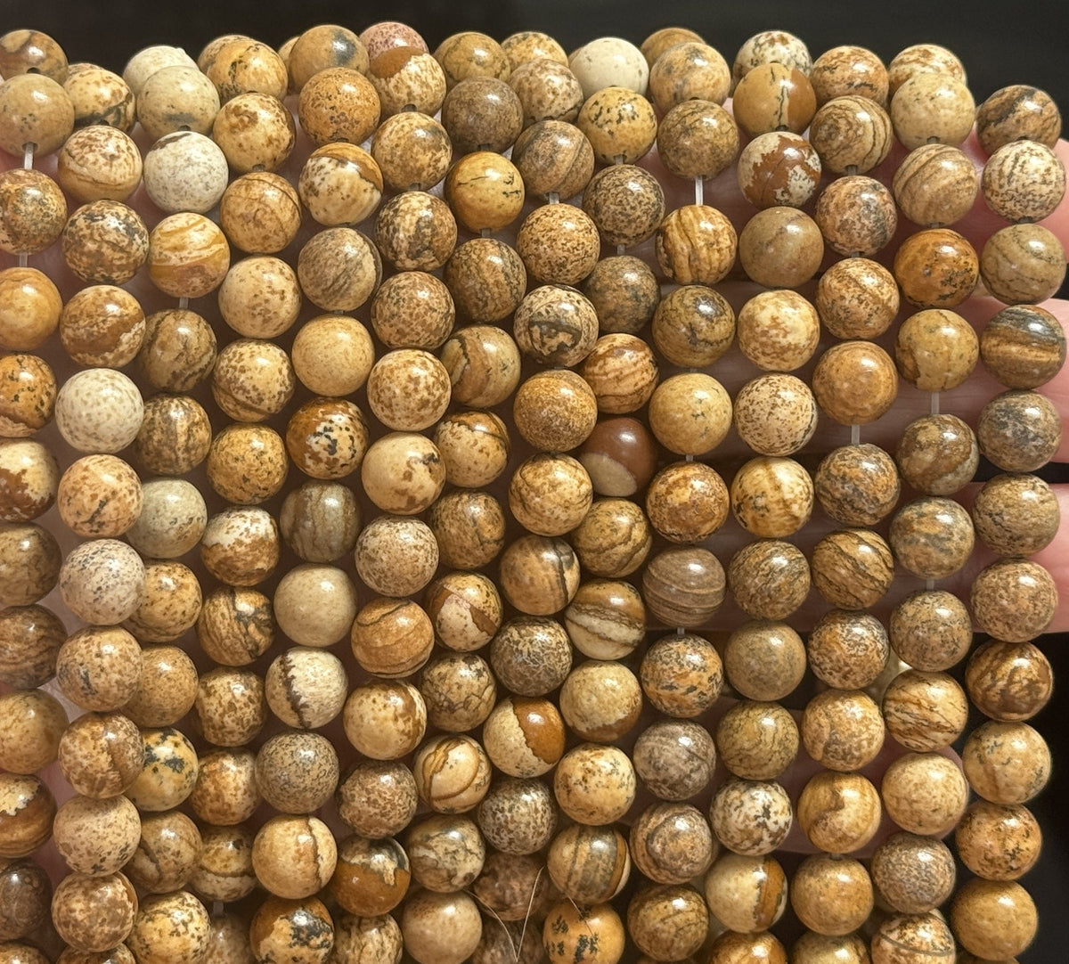 Picture Jasper polished 8mm round gemstone beads 15.5" strand - Oz Beads 