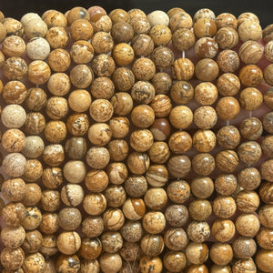 Picture Jasper polished 8mm round gemstone beads 15.5" strand - Oz Beads 