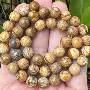 Picture Jasper polished 8mm round gemstone beads 15.5" strand - Oz Beads 
