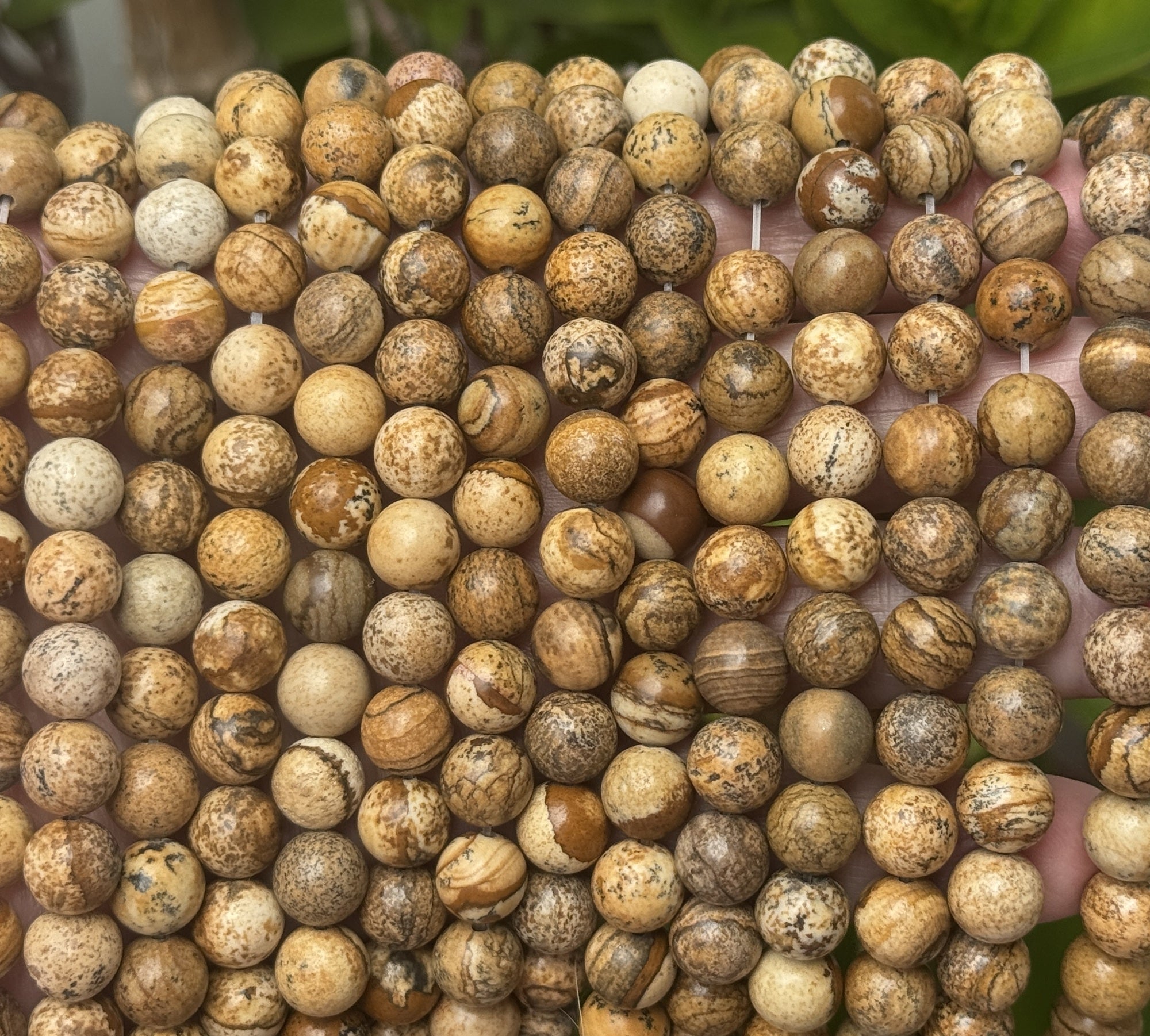 Picture Jasper polished 8mm round gemstone beads 15.5" strand - Oz Beads 