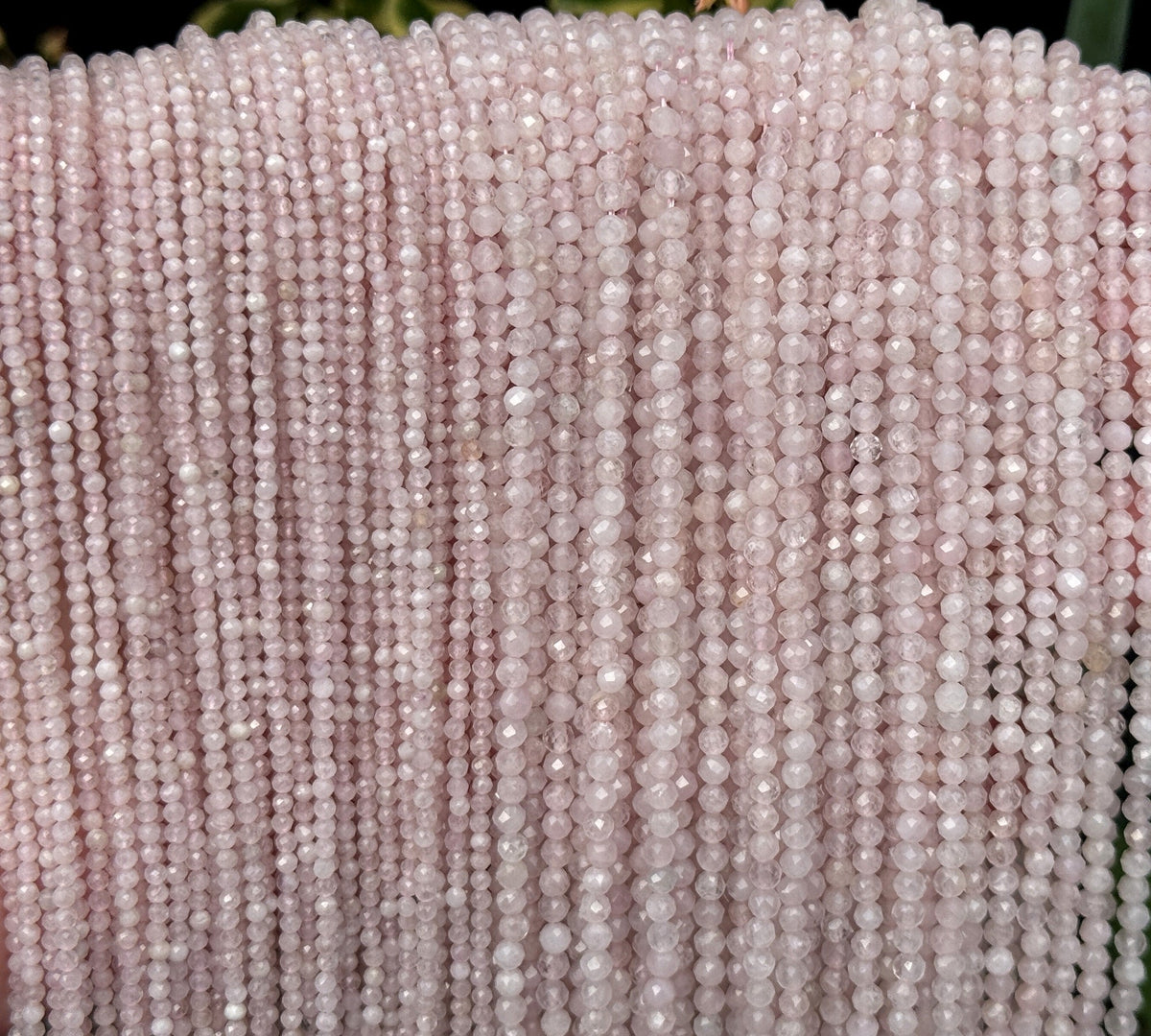 Pink Morganite 2mm 3mm faceted round natural gemstone beads 15.5" strand - Oz Beads 