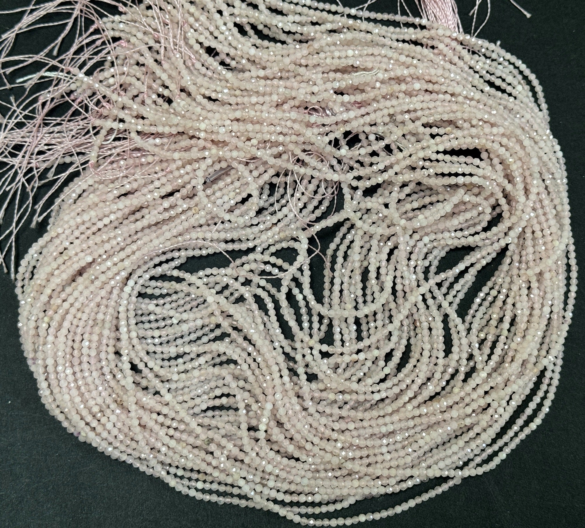 Pink Morganite 2mm 3mm faceted round natural gemstone beads 15.5" strand - Oz Beads 