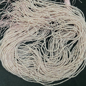 Pink Morganite 2mm 3mm faceted round natural gemstone beads 15.5" strand - Oz Beads 