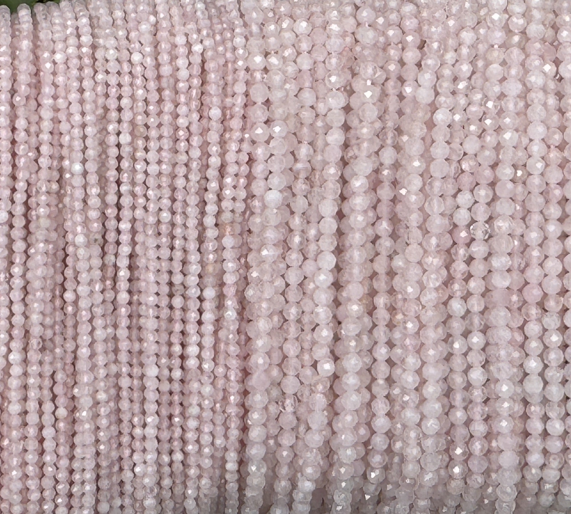 Pink Morganite 2mm 3mm faceted round natural gemstone beads 15.5" strand - Oz Beads 