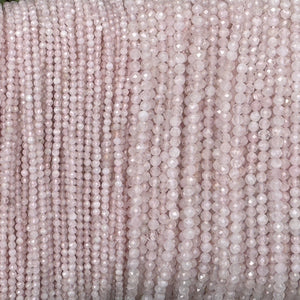 Pink Morganite 2mm 3mm faceted round natural gemstone beads 15.5" strand - Oz Beads 