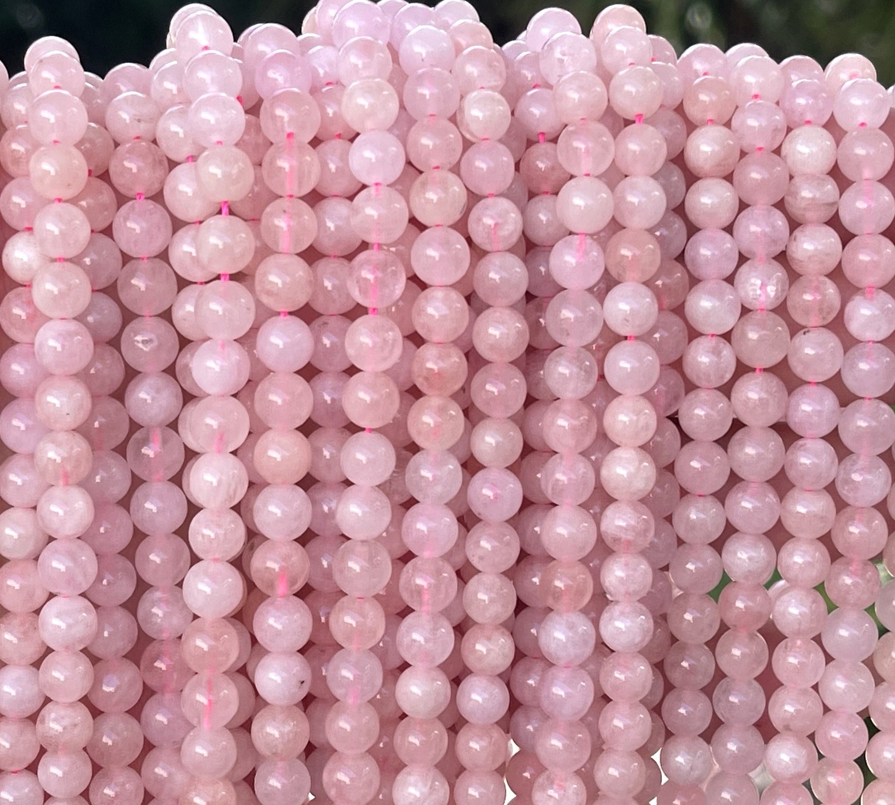 Pink Morganite 6mm round natural gemstone beads 15.5" strand - Oz Beads 