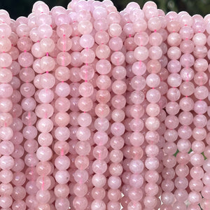 Pink Morganite 6mm round natural gemstone beads 15.5" strand - Oz Beads 