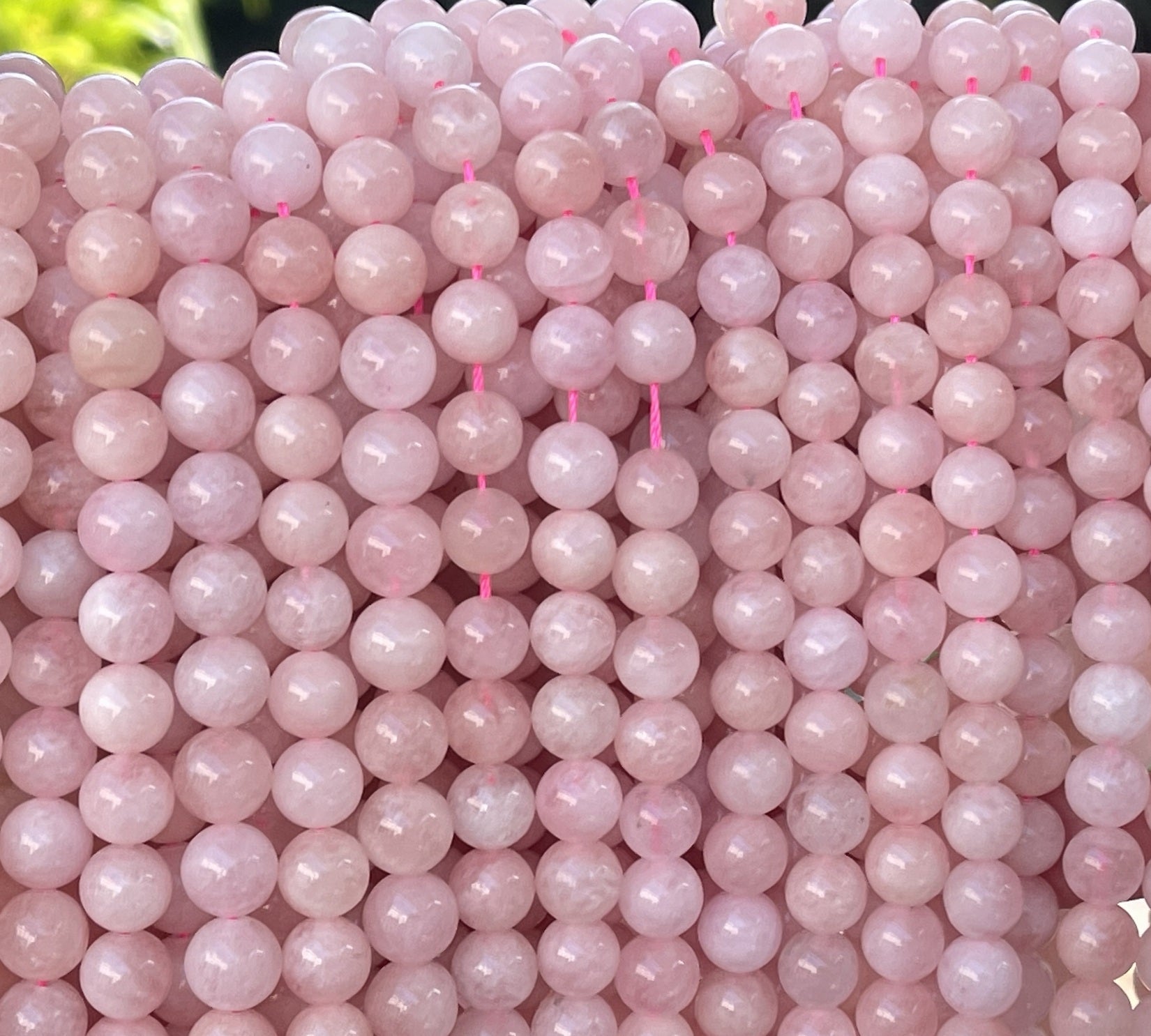 Pink Morganite 8mm round natural gemstone beads 15.5" strand - Oz Beads 