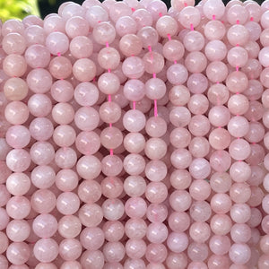 Pink Morganite 8mm round natural gemstone beads 15.5" strand - Oz Beads 