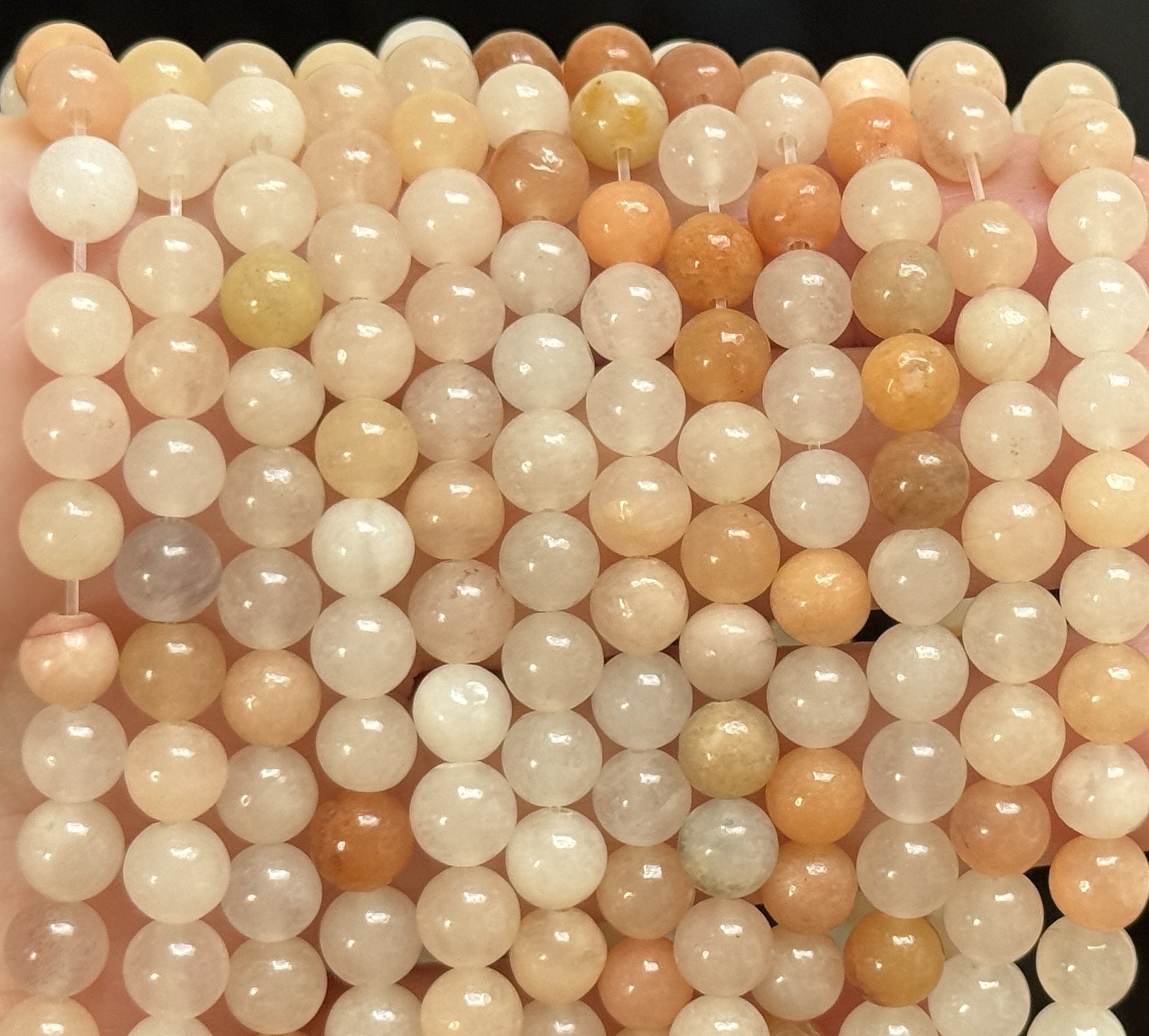 Pink Peach Aventurine 6mm round natural gemstone beads 15" strand - Oz Beads 